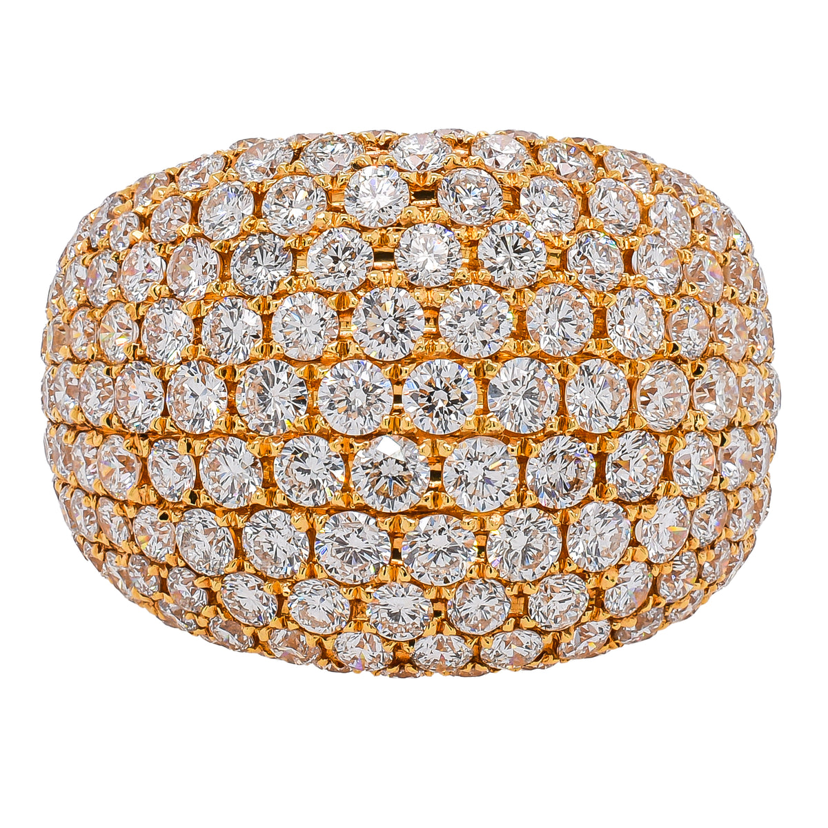 18K Yellow Gold Pave 16.5mm Wide Diamond Ring 4.52ctw