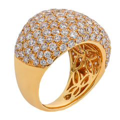 18K Yellow Gold Pave 16.5mm Wide Diamond Ring 4.52ctw, view 2