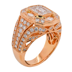 18K Rose Gold Antique Style Diamond Ring | 2.48 CTW Multi-Cut Diamonds, view 2