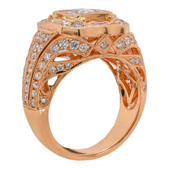 18K Rose Gold Antique Style Diamond Ring | 2.48 CTW Multi-Cut Diamonds, view 3
