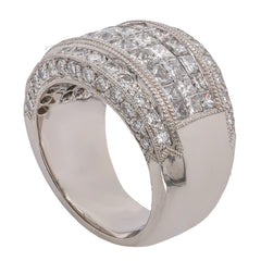 18K White Gold Princess & Round Diamond Statement Ring | 3.21 CTW, view 2