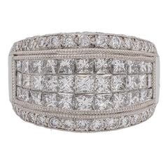 18K White Gold Princess & Round Diamond Statement Ring | 3.21 CTW, view 1