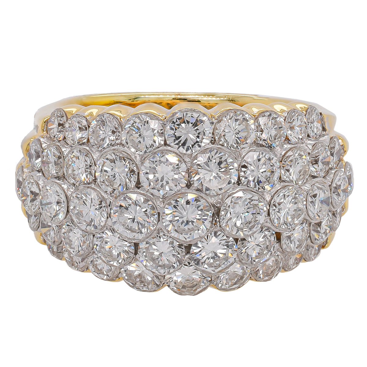 18K Yellow Gold Round Diamond Bubble Cluster Ring | 3.59 CTW