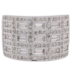 18K White Gold Baguette & Round Diamond Cigar Band | 1.68 CTW, view 1