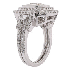 18K White Gold Emerald Cut Diamond Double Halo Ring | 2.46 CTW, view 2