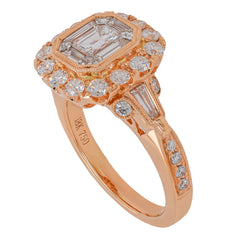 18K Rose Gold Emerald Cut Multi-Shape Diamond Halo Ring | 1.65 CTW, view 2