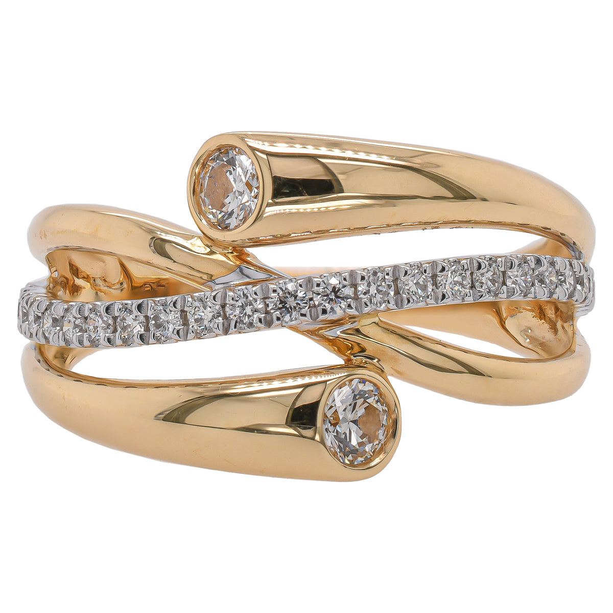 14K Two-Tone Gold Diamond Crossover Band | 0.33 CTW