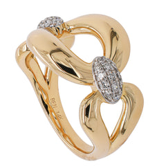 14K Two-Tone Gold Diamond Oval Link Ring | 0.20 CTW, view 2