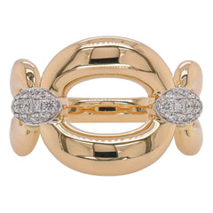 14K Two-Tone Gold Diamond Oval Link Ring | 0.20 CTW, view 1
