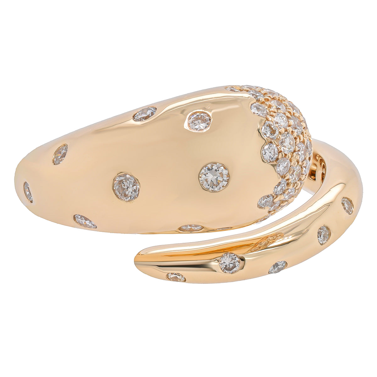 14K Yellow Gold Scattered Diamond Bypass Ring