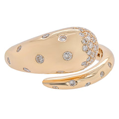 14K Yellow Gold Scattered Diamond Bypass Ring, view 1