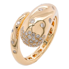 14K Yellow Gold Scattered Diamond Bypass Ring, view 2