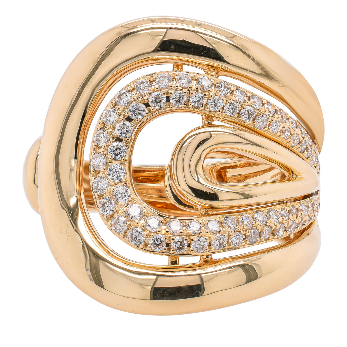 14K Yellow Gold Open Loop Diamond Ring