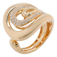 14K Yellow Gold Open Loop Diamond Ring, view 3