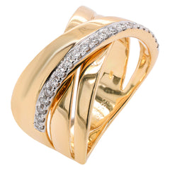 14K Yellow Gold Diamond Flat Crossover Ring, view 2
