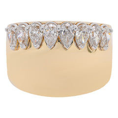 14K Yellow Gold Pear Diamond Wide Cigar Fashion Ring | 1.28 CTW, view 1