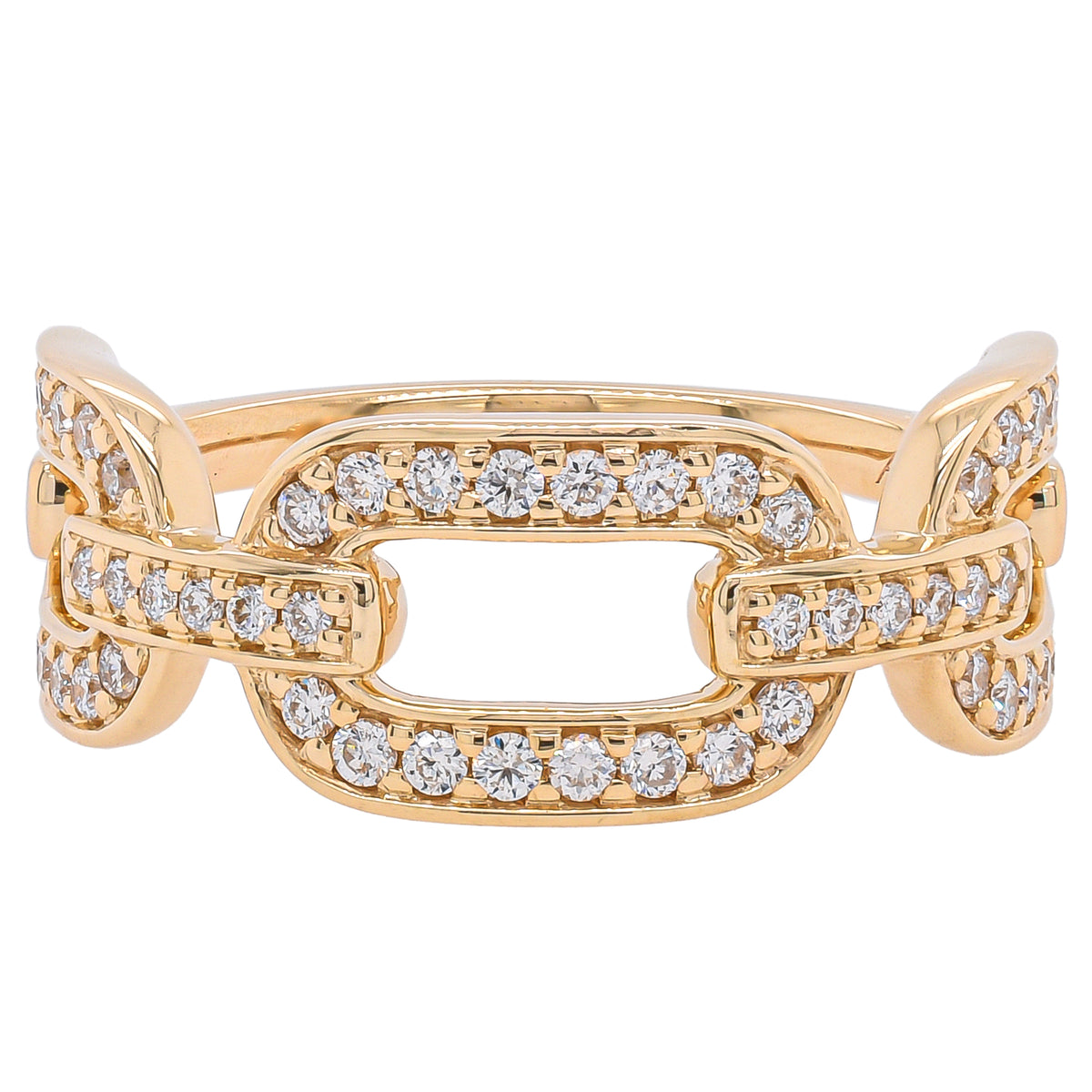 14K Yellow Diamond Chain Link Ring