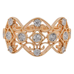 14K Yellow Gold Filigree Antique Diamond Ring, view 1