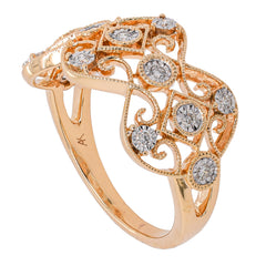 14K Yellow Gold Filigree Antique Diamond Ring, view 2