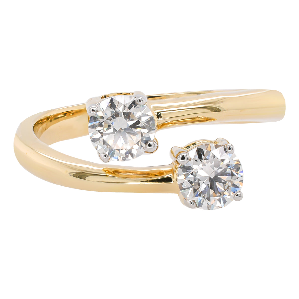 14K Yellow Gold Diamond Bypass Ring