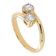 14K Yellow Gold Diamond Bypass Ring, view 2