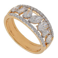 18K Yellow Gold Diamond Shape Fashion Ring, view 2