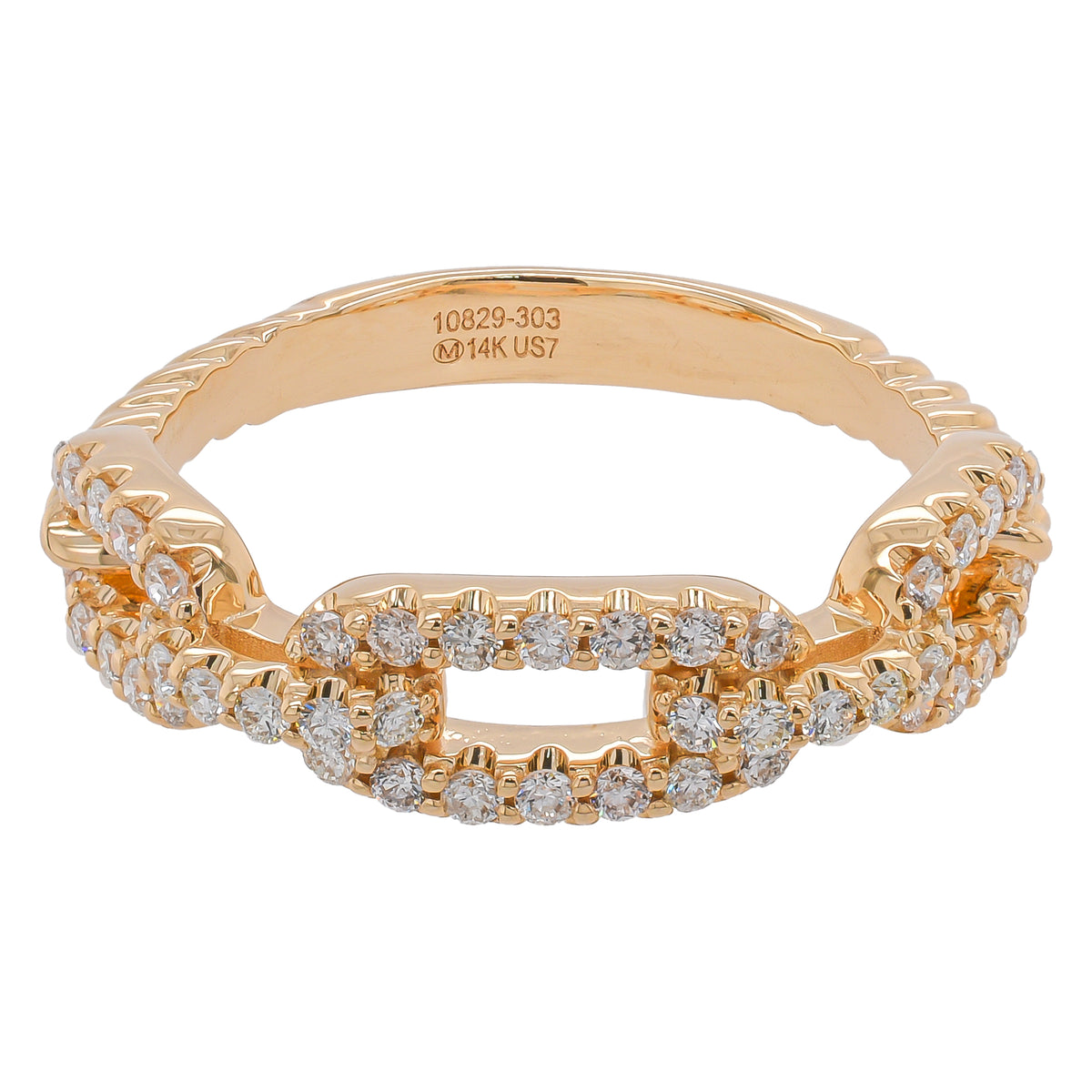 14K Yellow Gold Diamond Chain Link Ring