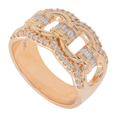 14K Yellow Gold Diamond Baguette Chain Link Fashion Ring, view 2