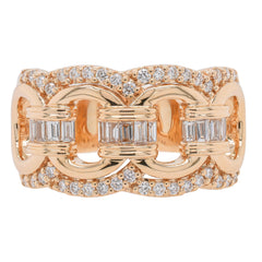 14K Yellow Gold Diamond Baguette Chain Link Fashion Ring, view 1