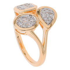 14K Yellow Gold Diamond Shape Cluster Triple Bypass Ring, view 2