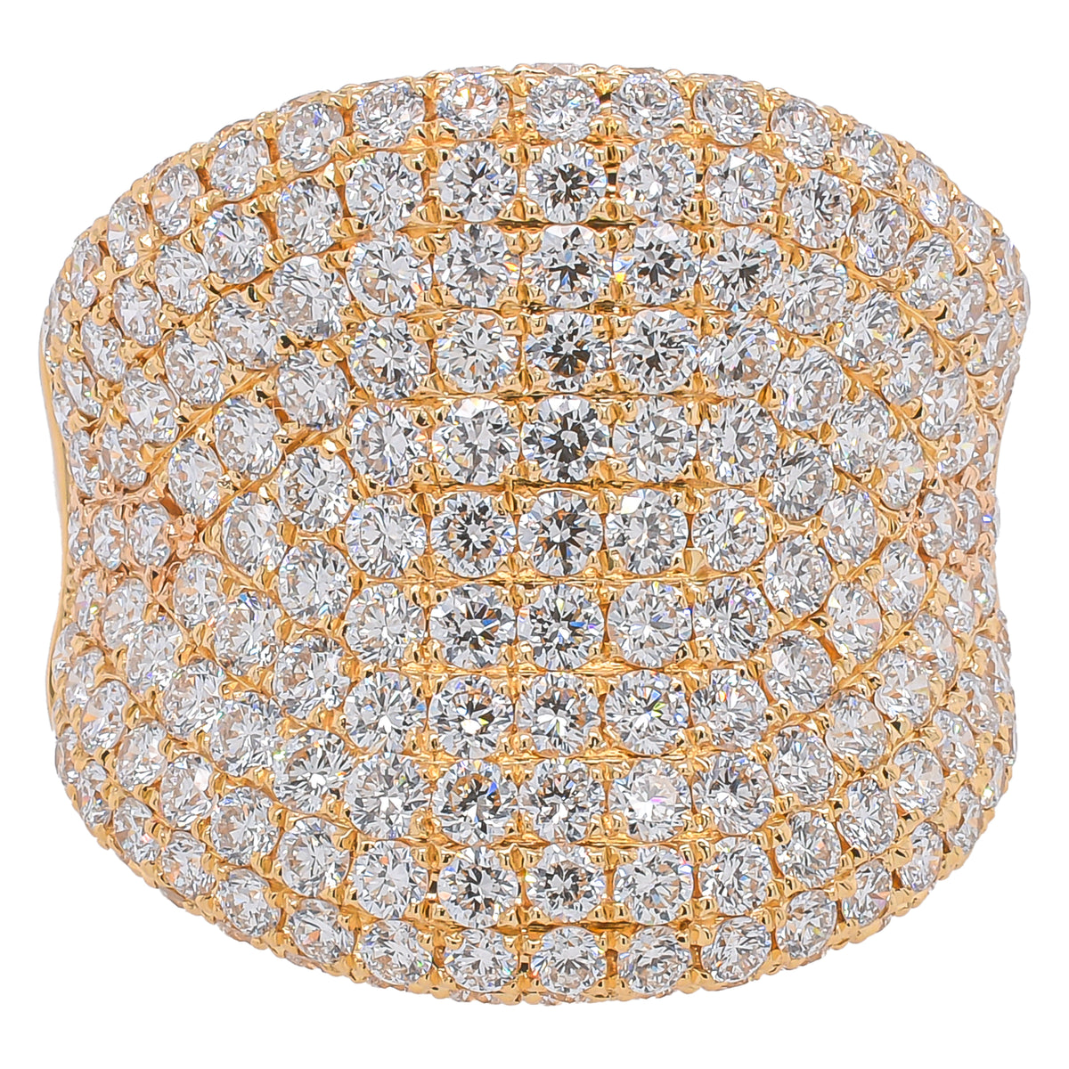 18K Yellow Gold Diamond Curved Fashion Ring