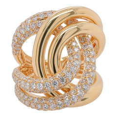 18K Yellow Gold Diamond Double Loop Fashion Ring, view 1