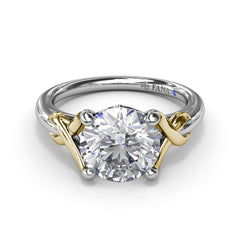 14K White and Yellow Gold Semi-Mount 2CT Smooth Love Knot Diamond Engagement Ring, view 1