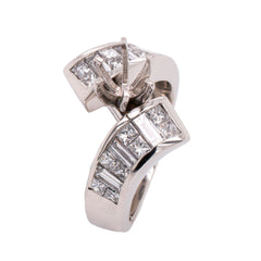 18K White Gold Bypass Diamond Semi-Mount Ring with Variable Mount, view 1