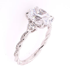 14K White Gold Oval Diamond Ring Setting | 0.27 CTW, view 2