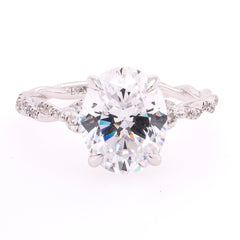 14K White Gold Oval CZ Semi-Mount 2.00CT Twisted Shank Diamond Engagement Ring, view 1