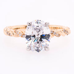 14K Yellow and White Gold Oval CZ Semi-Mount 2.00CT Twisted Side Engagement Ring, view 1