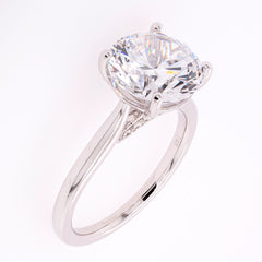 14K White Gold Cathedral Semi-Mount CZ 3.00CT Diamond Engagement Ring, view 2