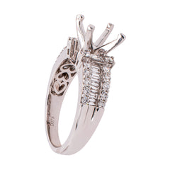 18K White Gold 2ct Head Baguette Diamond Unset Enagement Ring, view 2