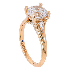 14K Yellow Gold 2CT Round Graduated Hidden Diamond Engagement Ring, view 2