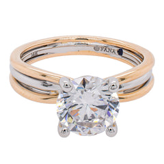 14K Yellow and White Gold 2CT Round Twisted Triple Row Two-Toned Diamond Engagement Ring, view 1