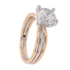 14K Yellow and White Gold 2CT Round Twisted Triple Row Two-Toned Diamond Engagement Ring, view 3