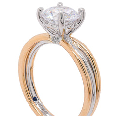 14K Yellow and White Gold 2CT Round Twisted Triple Row Two-Toned Diamond Engagement Ring, view 2