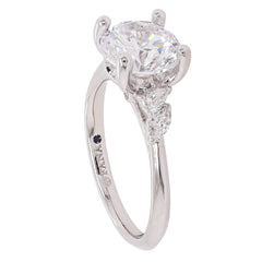 14K White Gold 2CT Round Engagement Ring with Pear and Marquise Diamond Accents, view 2