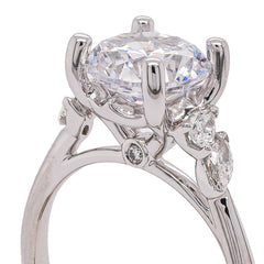 14K White Gold 2CT Round Engagement Ring with Pear and Marquise Diamond Accents, view 3