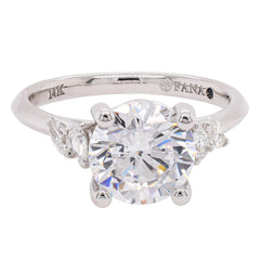 14K White Gold 2CT Round Engagement Ring with Pear and Marquise Diamond Accents, view 1