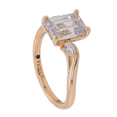 14K Yellow Gold 2CT Emerald Pear Bypass Accent Diamond Engagement Ring, view 3