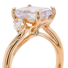 14K Yellow Gold 2CT Emerald Pear Bypass Accent Diamond Engagement Ring, view 2