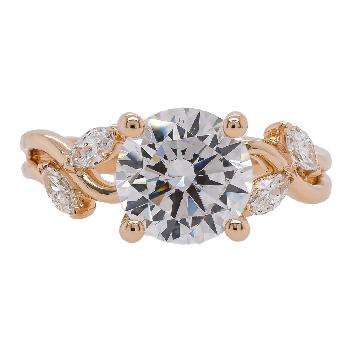14K Yellow Gold Marquise Vine 2CT Engagement Ring