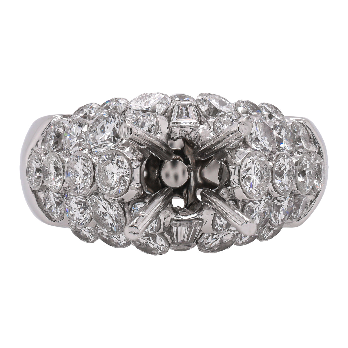 18K White Gold Diamond Bubble Style Semi-Mount Ring for 1–3 CT Center Stone | 2.56 CTW